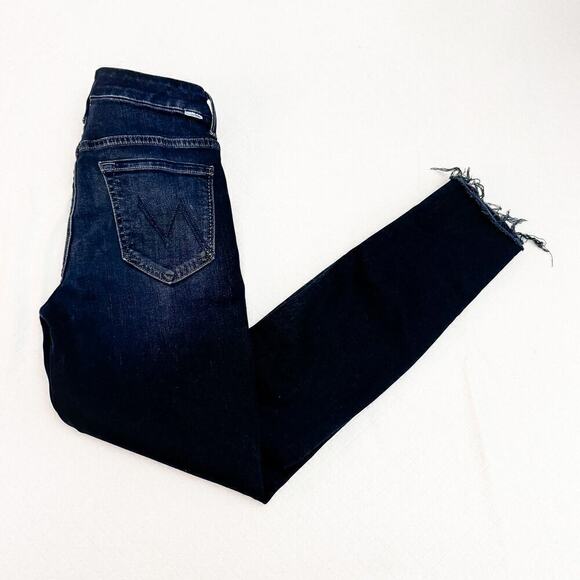 Mother High Waisted Looker Ankle Fray Last Call Denim Jeans Dk Wash Size 26 - Picture 10 of 10